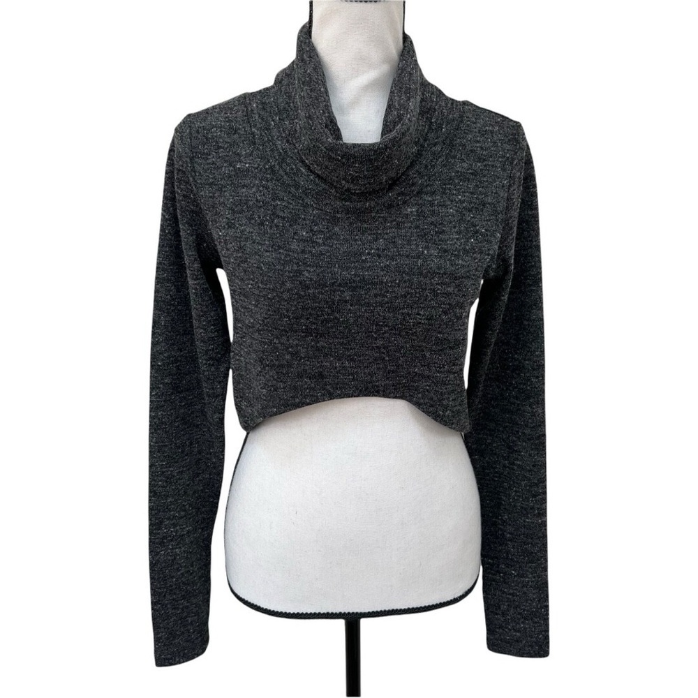CAbi Charcoal Cowl Neck Crop Sweater